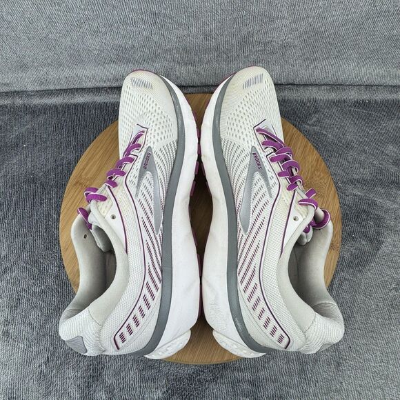 Brooks Ghost 12 Running Shoes Womens Size 10 White Gray Purple Cushion - Picture 7 of 11